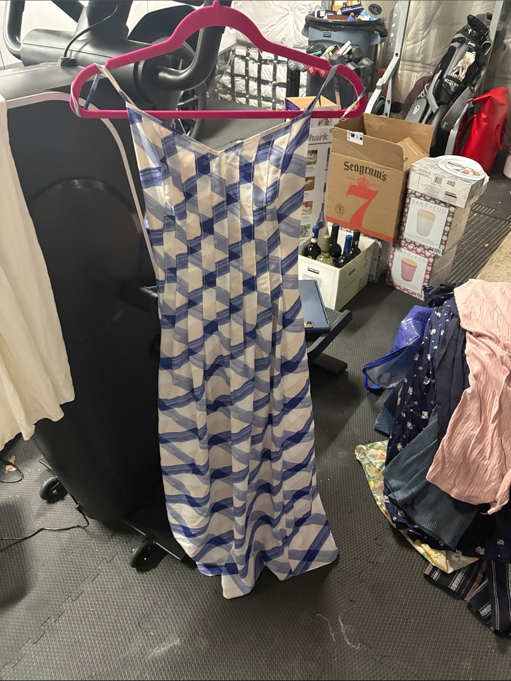 Banana Republic Blue and White Geometric Maxi Dress